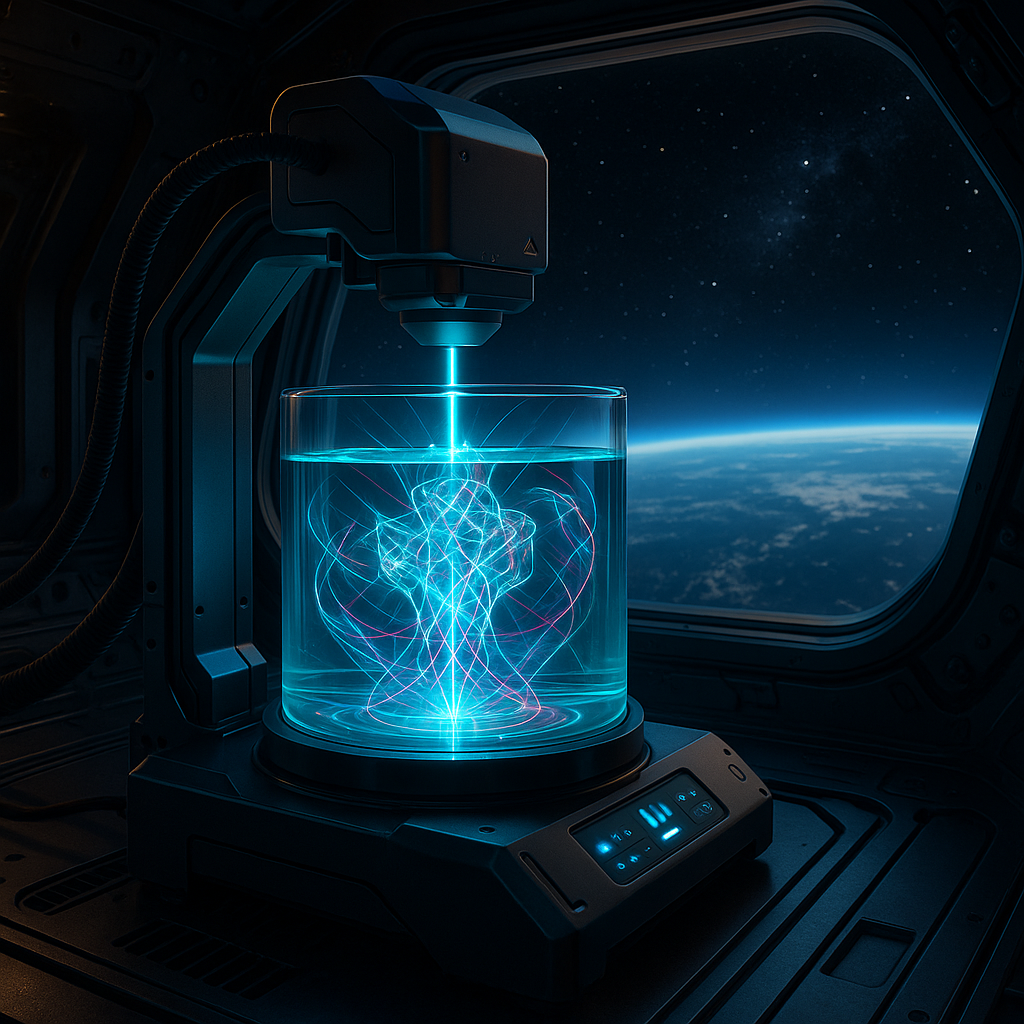 Volumetric 3D printing with computed axial lithography inside a spacecraft orbiting Earth