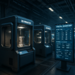 Advanced metal 3D printers in a distributed manufacturing setup with digital inventory management