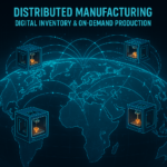 Global distributed manufacturing network with 3D printers producing parts on-demand