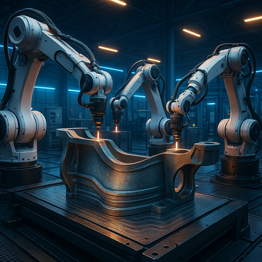 Collaborative 3D printing of anti-corrosion materials by robotic arms in industrial setting