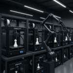 Creality K2 and K2 Pro 3D printers in an automated print farm environment