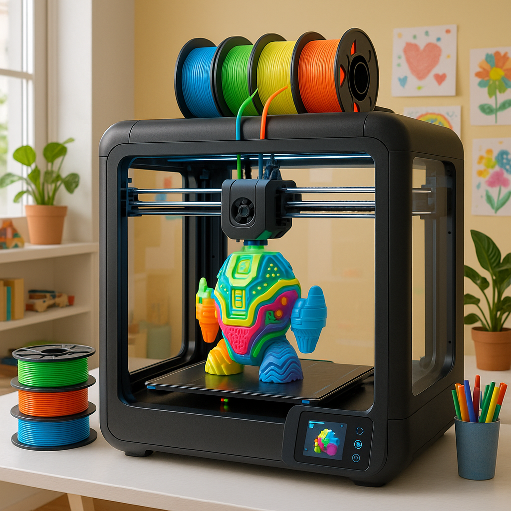 ELEGOO Centauri Carbon 2 Combo multicolor 3D printer printing smart filament object