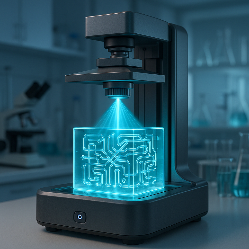 Volumetric 3D printing creating complex microfluidic devices in a lab setting