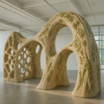 3D printed architectural installation using living materials with organic textures at Venice Biennale