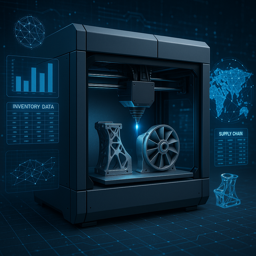 Metal 3D printer with digital inventory and distributed manufacturing visualization