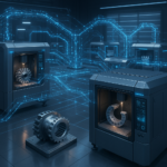 Distributed metal 3D printing machines connected via digital networks representing on-demand manufacturing and digital inventory