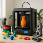 3D printer with 3D printed models and accessories