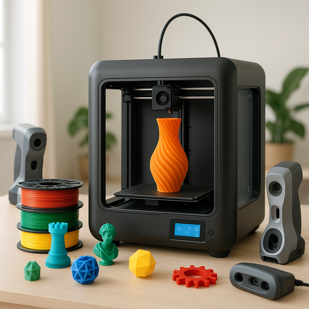 3D printer with 3D printed models and accessories