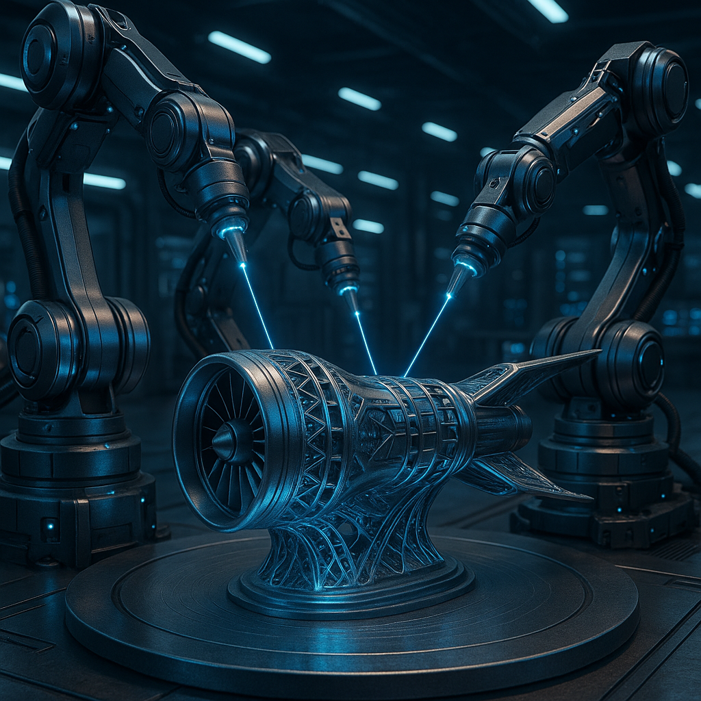 Swarm 3D printing of an aerospace engine by multiple robotic arms