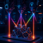 Multiple laser beams with shaped profiles collaboratively 3D printing a complex object in a high-tech environment