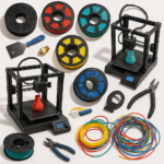 Collage of 3D printers, filaments, and accessories for 3D printing deals