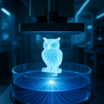 Volumetric 3D printing creating a small object rapidly in a rotating resin container