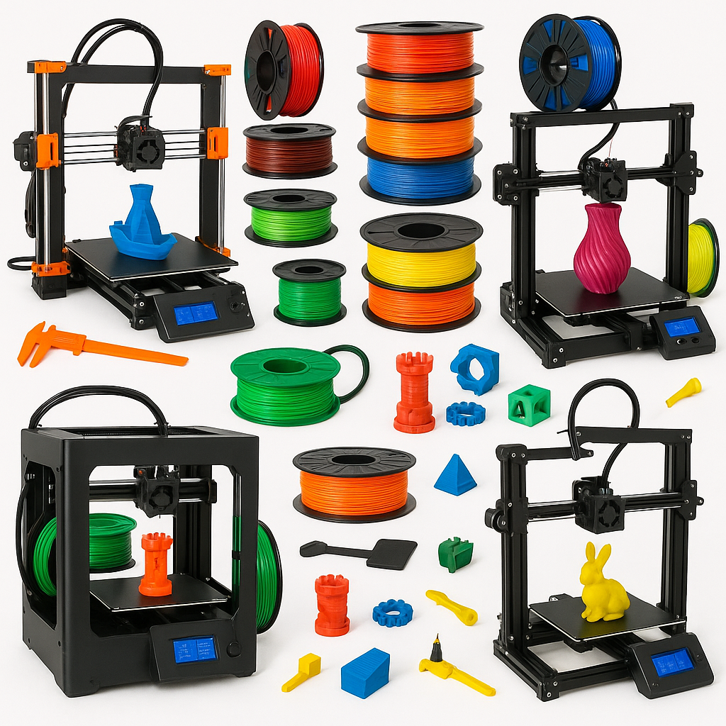 Top 3D printing products including printers, filaments, and accessories