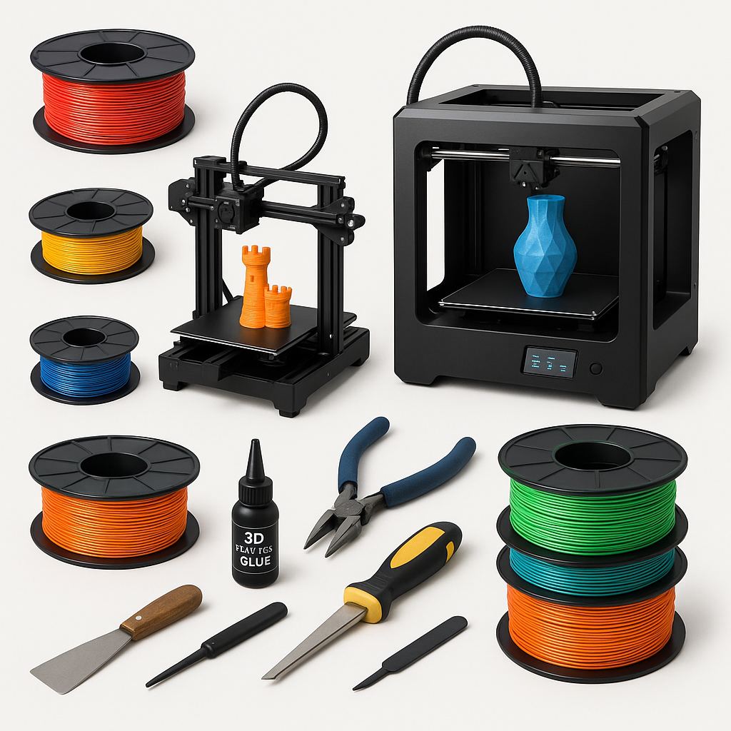 Top 3D printing products including printers, filaments, and accessories