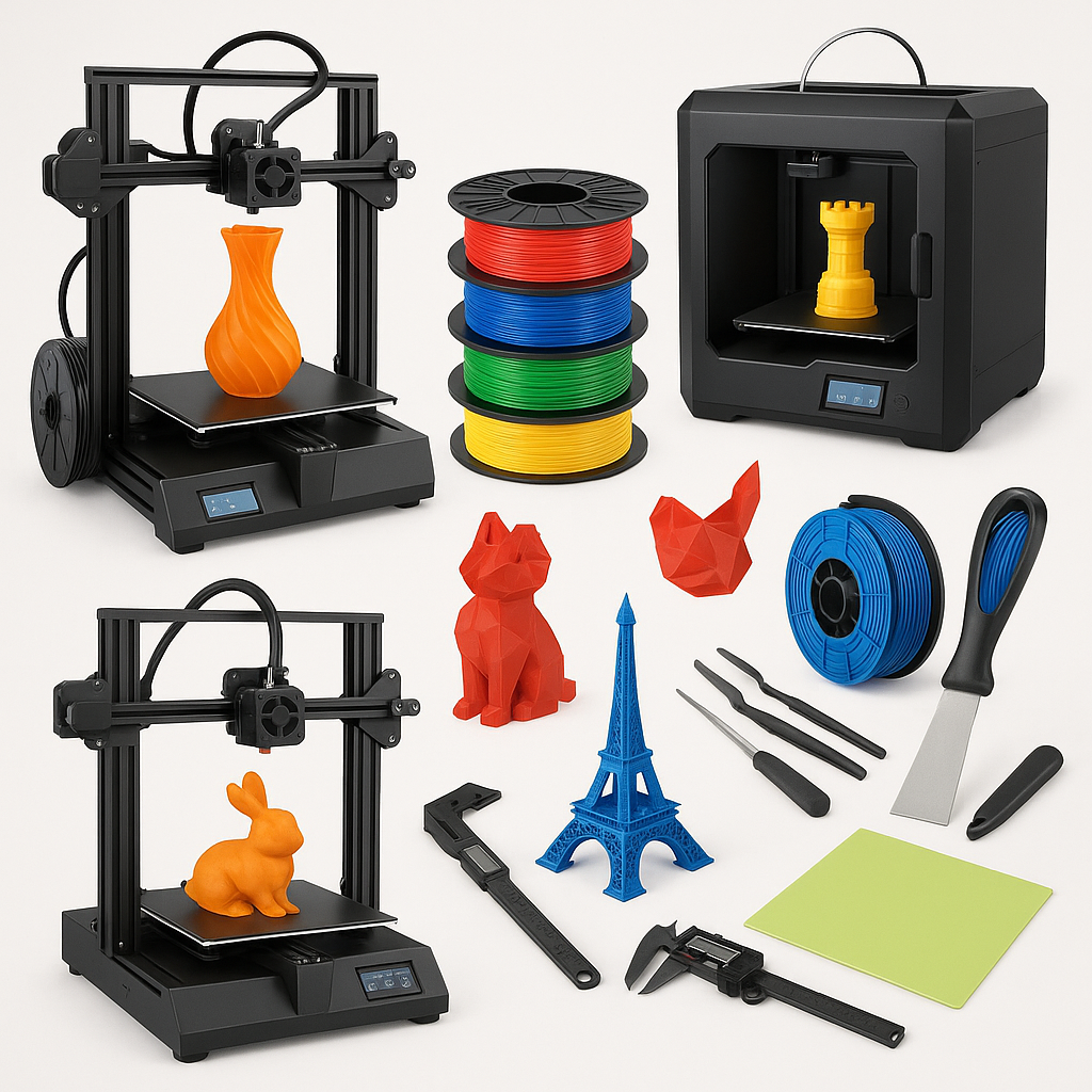 Top 3D printing products including printers, filament, and tools